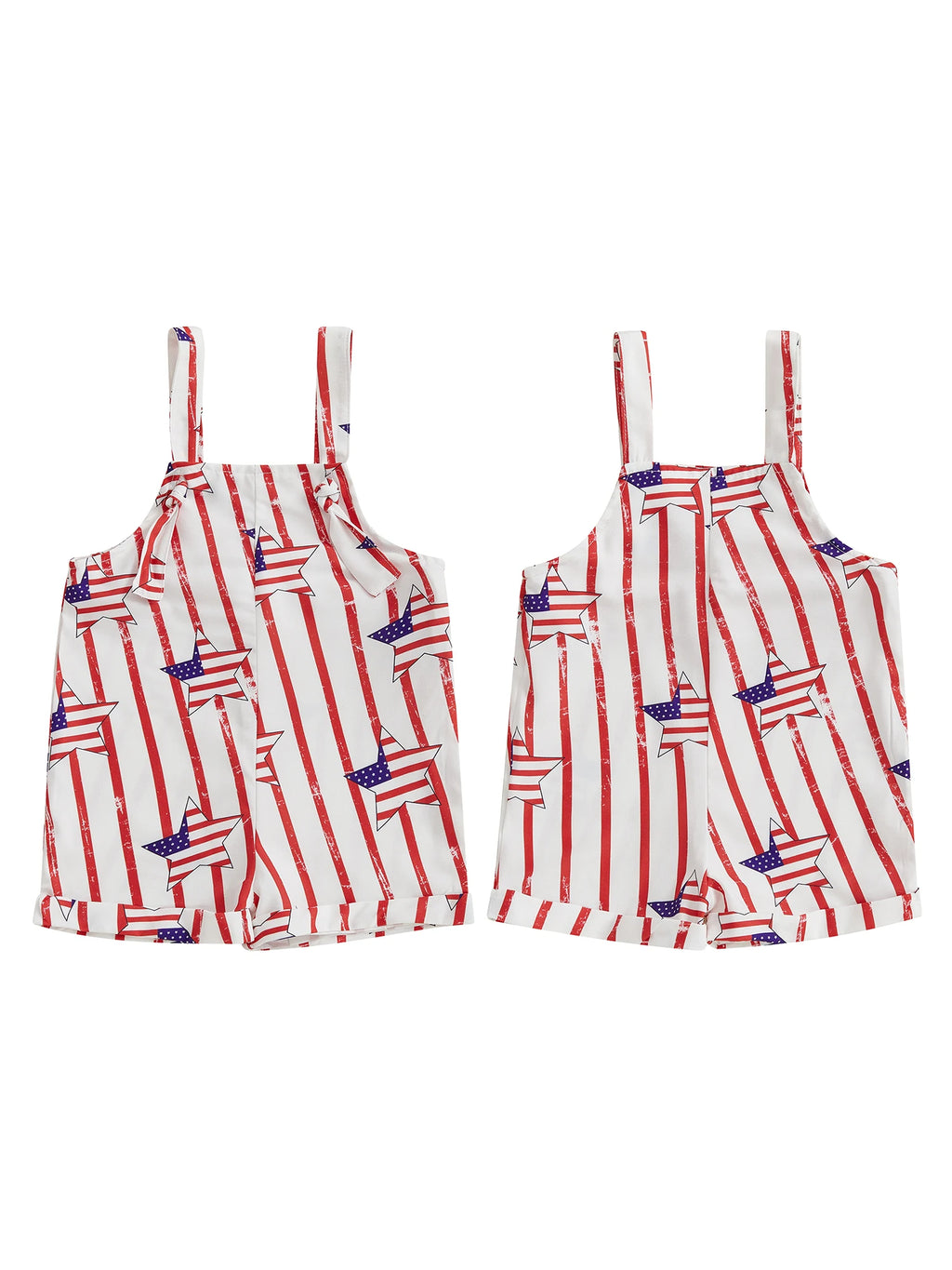 Infant Boys Patriotic Rompers American Flag Print Sleeveless Summer Bodysuits Jumpsuits for Independence Day