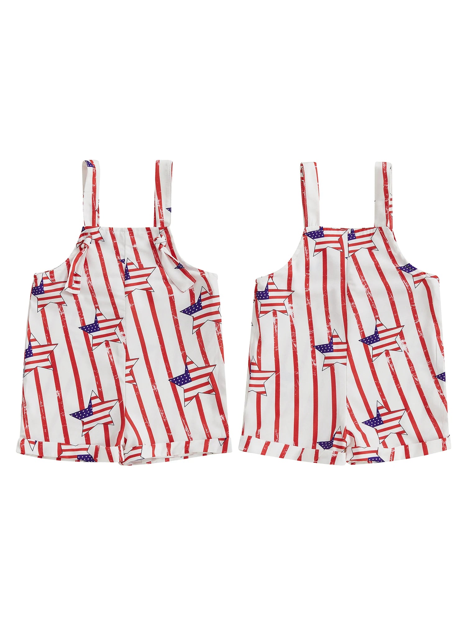 Infant Boys Patriotic Rompers American Flag Print Sleeveless Summer Bodysuits Jumpsuits for Independence Day