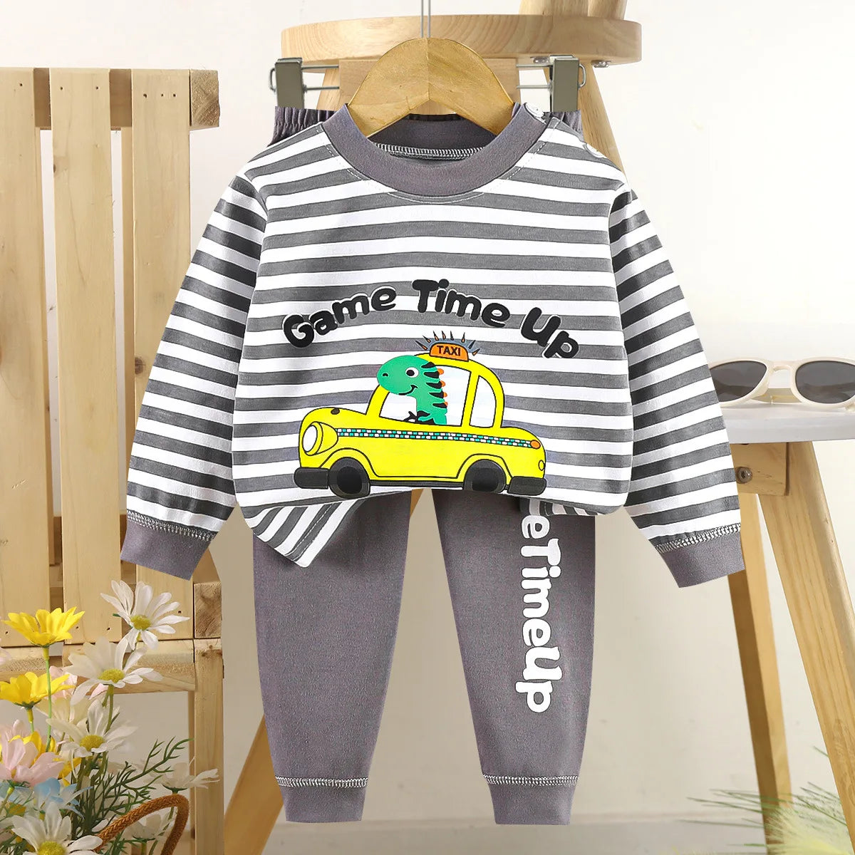 1pcs Children's Underwear Set Kids Soft Cotton Pajamas Boys Girls Baby Spring Autumn Cute Cartoon Long Sleeve Home Sleepwear
