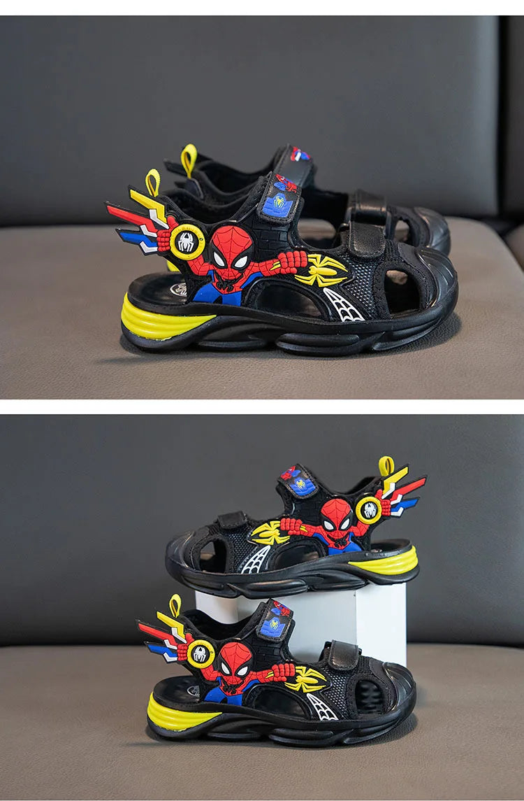 Disney Children's Cartoon Sandals Summer Boys' Beach Sandals Soft Soled Children's Sports Sandals Open Peep Toe Black Shoes