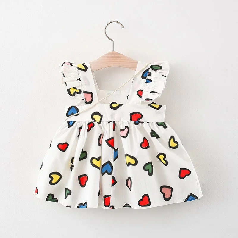 Summer New Colorful Heart Baby Girl Dress, Beach Party Children'S Sleeveless Clothes Free Dragonfly (9 Months -3 Years Old)