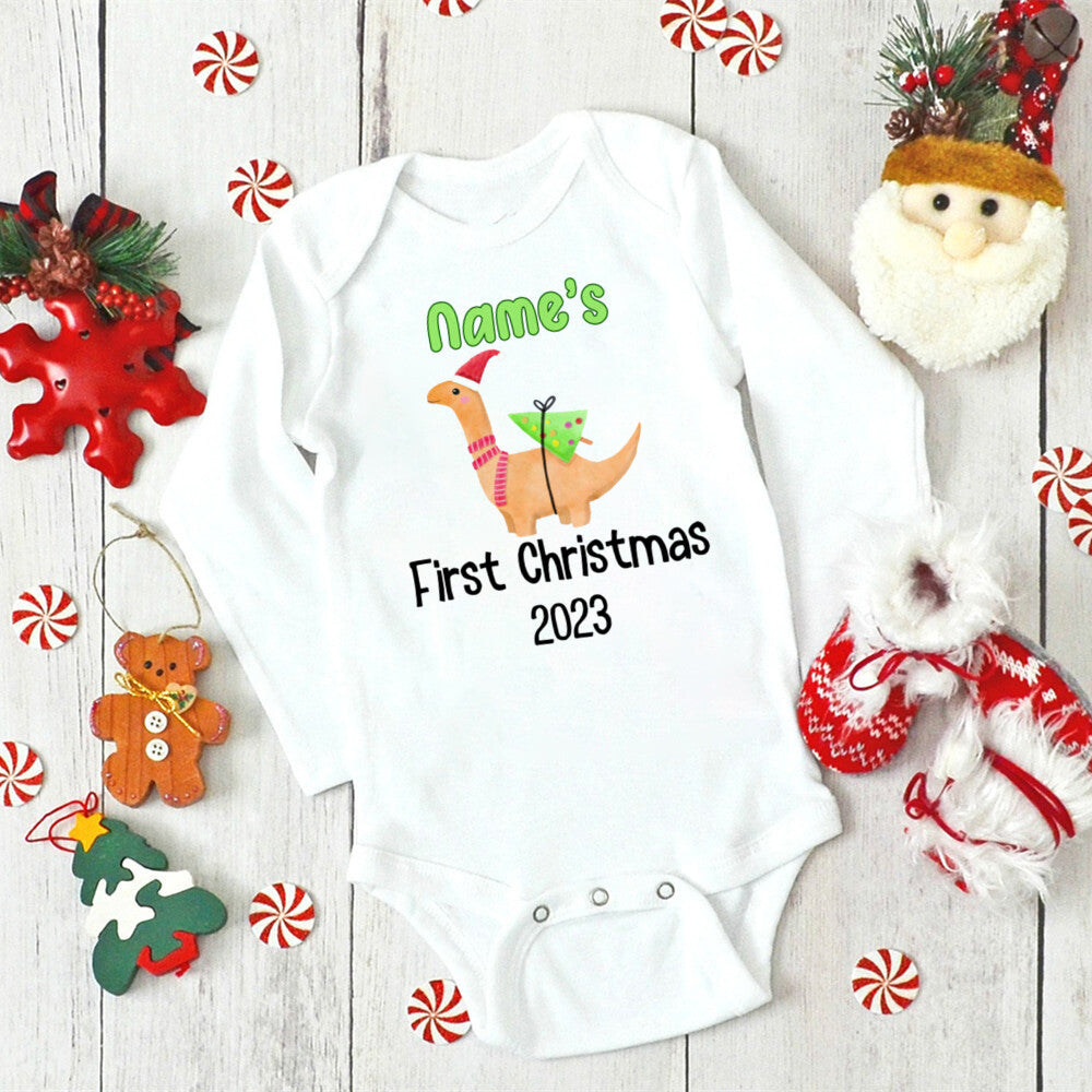 Personalised Christmas Baby Bodysuit Boys Girls Cute Clothes Custom Deer Print Infant Christmas Romper Xmas Party Baby Gift
