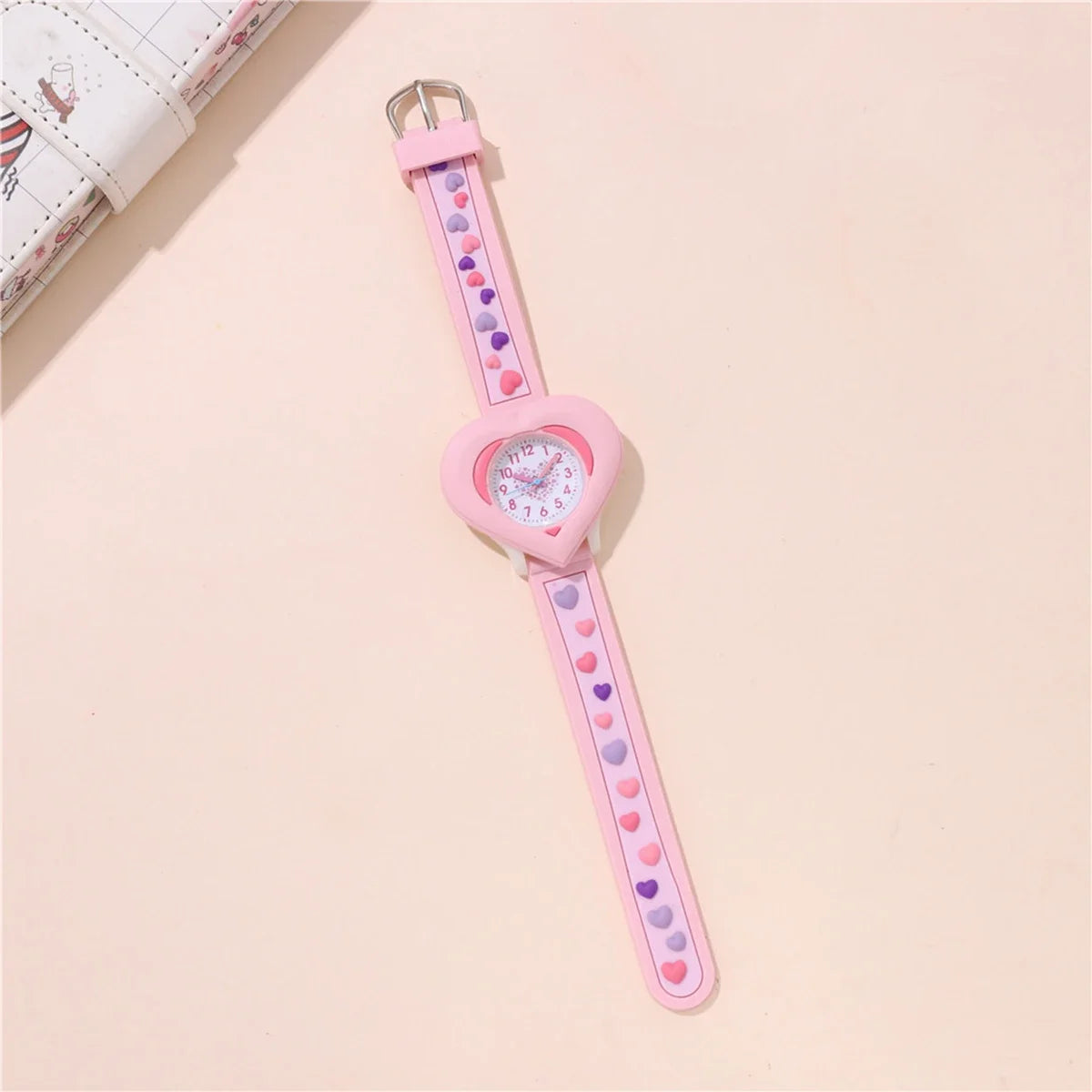 1/2pcs-Cute heart-shaped quartz watch for girls - silicone strap, suitable for Christmas gifts, birthday gifts