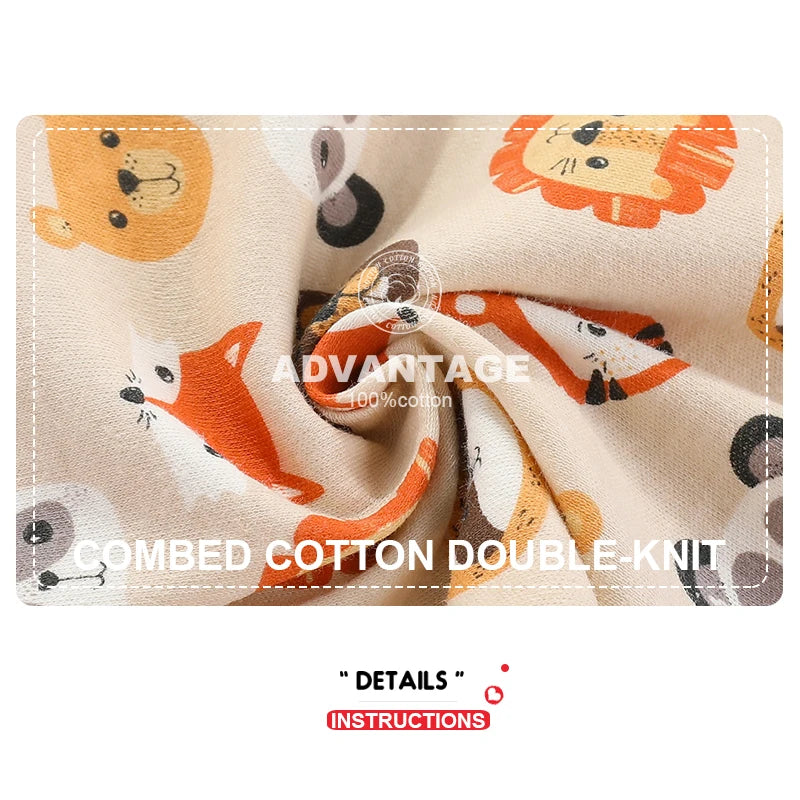 Kiddiezoom 4-piece Fashion Cartoon Boys and Girls jumpsuit 100% Cotton Newborn jumpsuit Set Summer