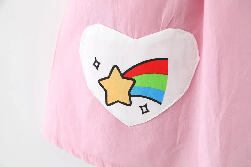 New Children's Clothing Summer Girls Rainbow Cloud Big Flip Collar Contrast Sleeveless Dress Korean Cartoon Dress