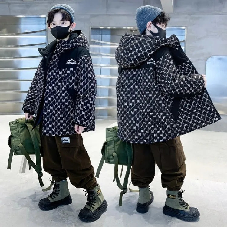 2025 New Boys' Thickened Winter Coat with Hood, Fleece-Lined Parka Jacket for Toddler Boys, Stylish & Warm Winter Wear