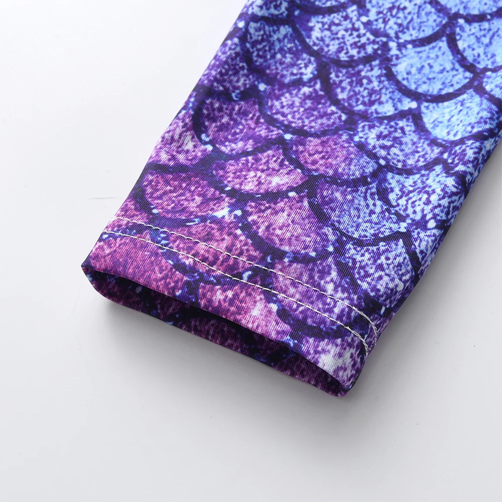 DXTON Summer Girls Leggings Skinny Slim Children Pencil Pants Mermaid Polyester Elastic Toddlers Kids Long Trousers Soild Clothe