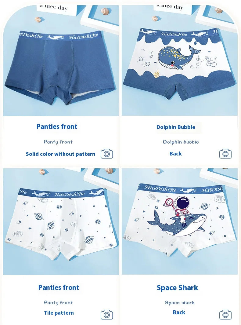 Boys Cotton Boxer Shorts 4PCS Not Pinch the Butt Boy Cotton Thin Section Flat Shorts Baby Underpants Children's Bottoms