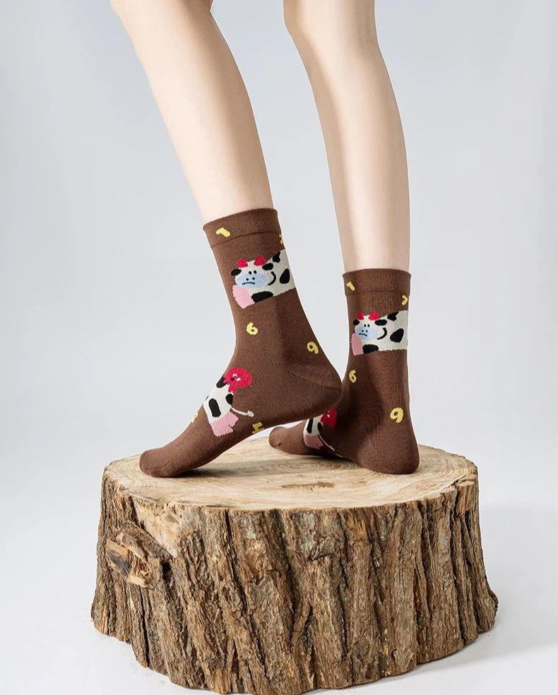Women Cute Socks New Trends Breathable Casual Novelties Socks for Women Long Cartoon Teenagers Girls Crew Socks Breathable