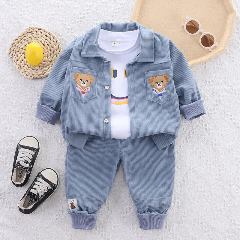 Cute Bear Spring Autumn Long Sleeve Kids Clothes Pants Suits Toddler Children Sportswear Casual Kids Outfits For 1 to 5 Years
