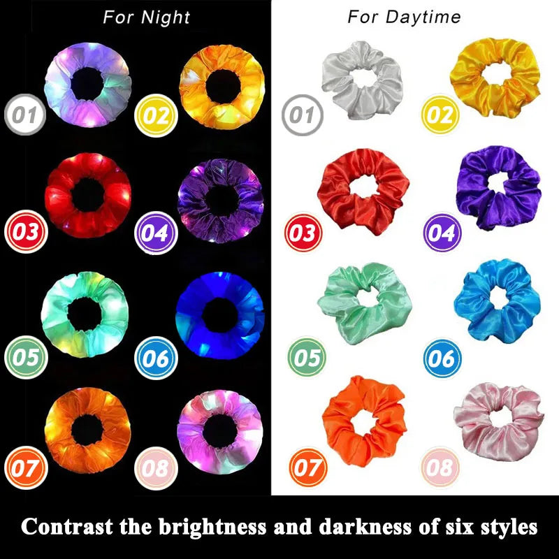 Popular Flashing Light Up hair tie LED Luminous scrunchies Women girls glowing Scrunchy Hair Rope Halloween luminous hairband