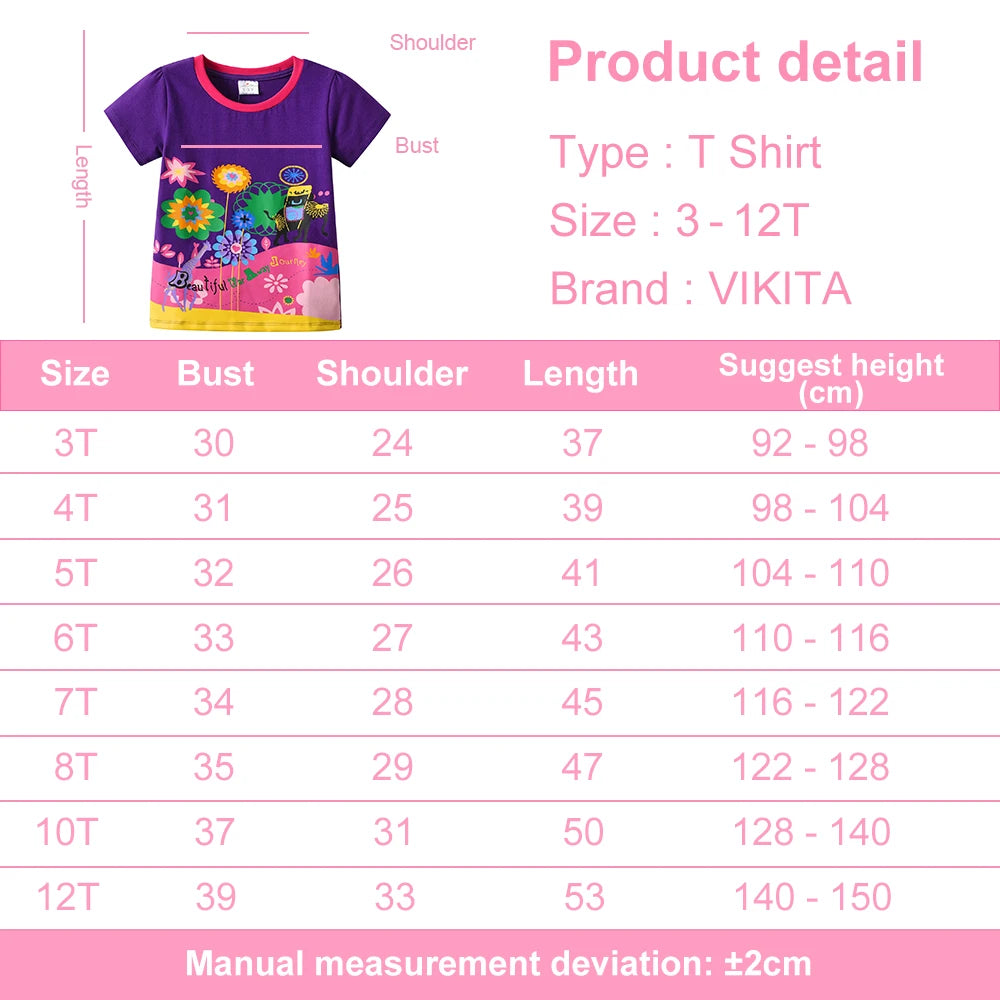Kids Purple Floral Print Short Sleeve T Shirt Kids Cotton Casual Animal Print Tops and Tees Toddlers Casual Outdoor Trips Wear