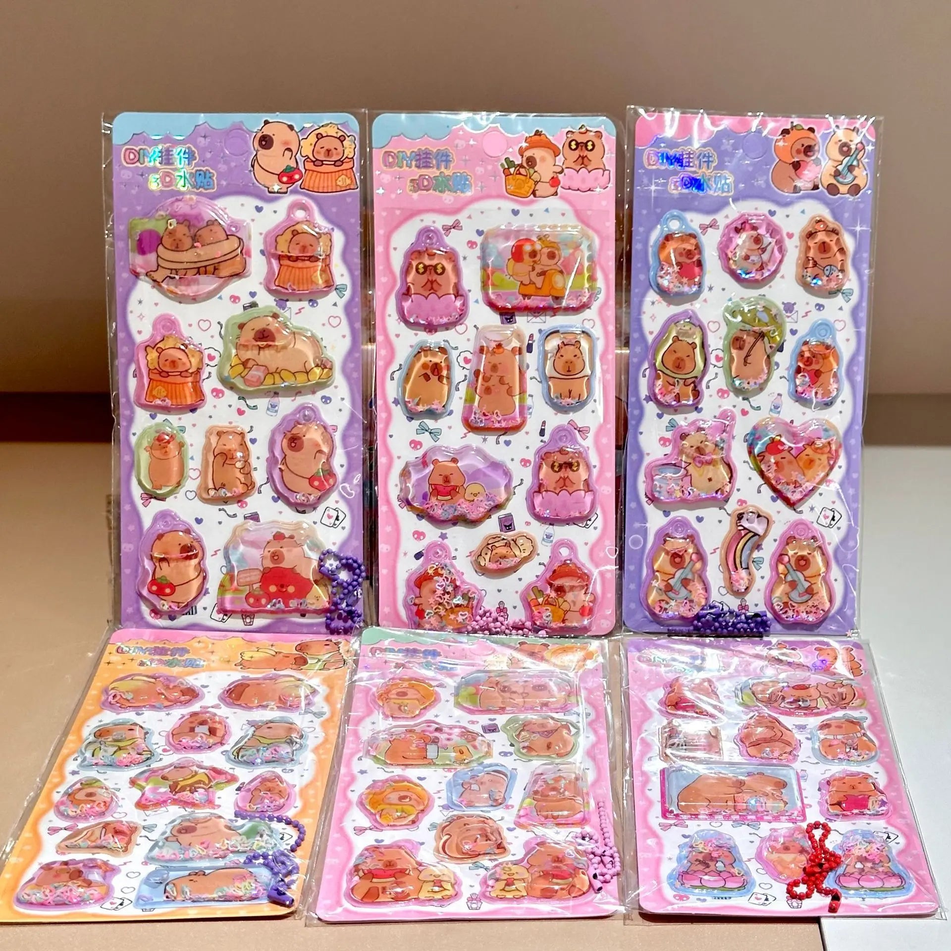 Kawaii Capylara 3D Stickers Scrapbooking Diy Three-dimensional Shake Crystal Sticker Cute Stationery Diary School Prizes Gift ﻿