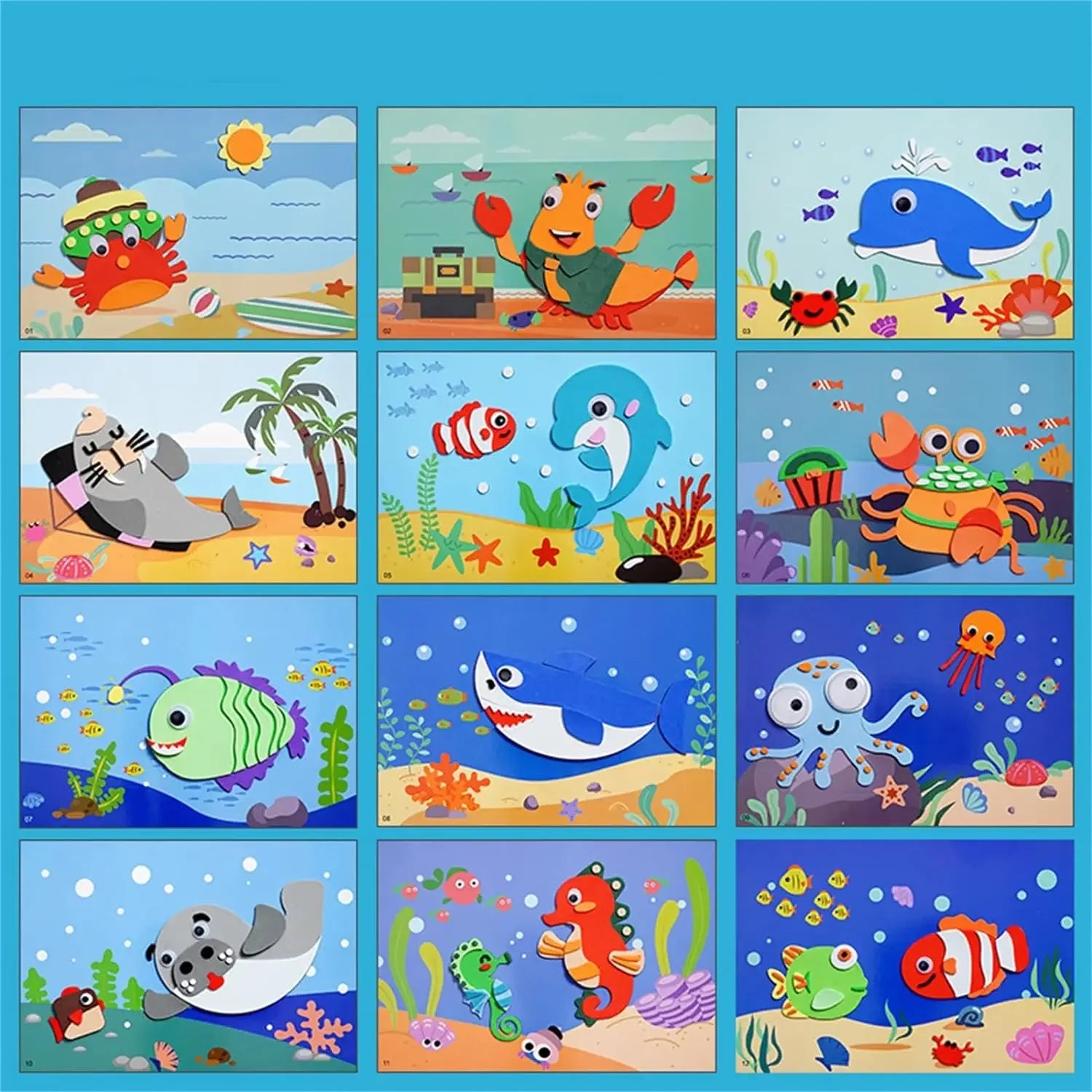 Cartoon EVA Sticker Toys DIY Kids Animal Handmade Stickers 3D Puzzle Game Cartoon Painting Stickers Learning Toys for Kids