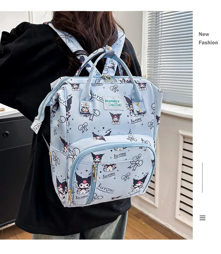 Kuromi New Diaper Bag Backpack Cartoon Cute Baby Diaper Bag Backpack Multifunctional Fashion Lightweight Baby Bag Large Capacity
