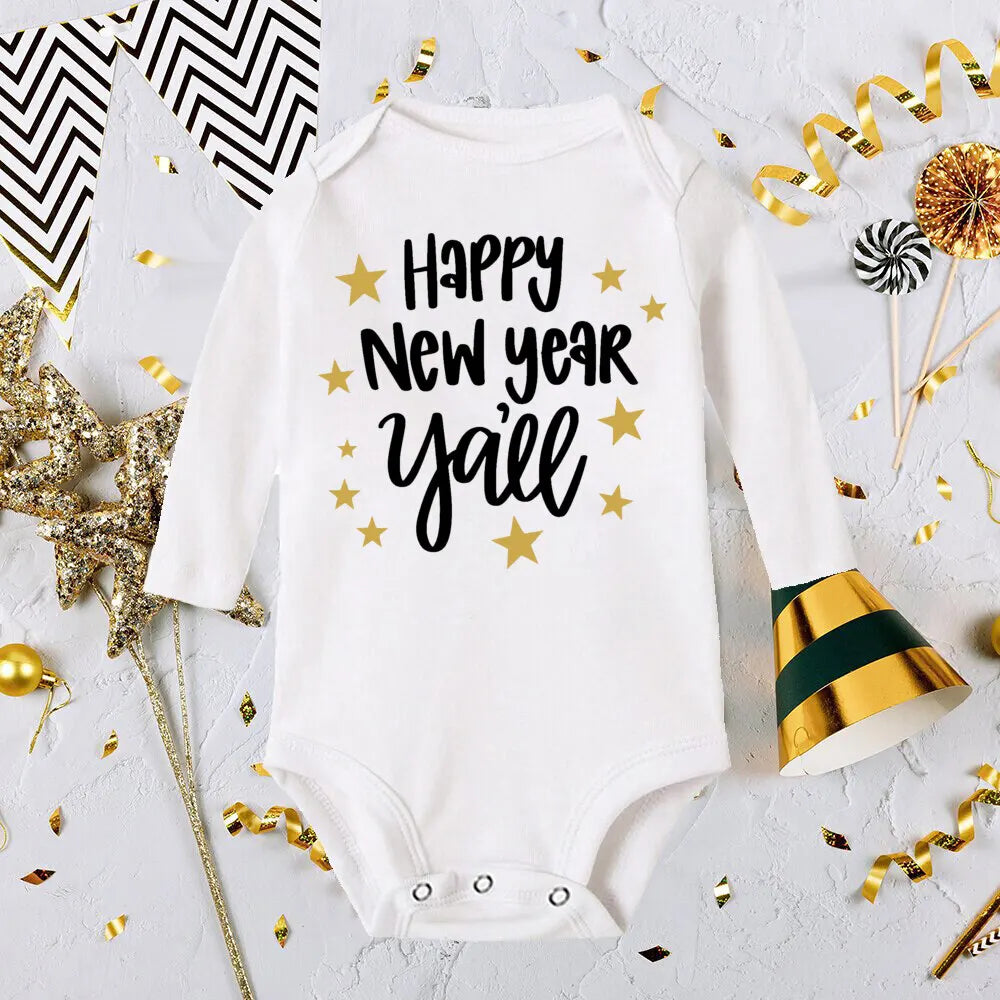 My 1st New Year Baby Boy Girl Long Sleeve Romper Fashion Casual Robe Ropa Newborn Baby Bodysuit New Year Holiday Best Gift