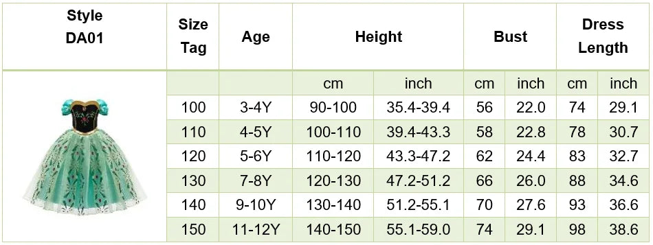 Anna Dresses Children Princess Dress Girl Cosplay Costume Kids Summer Clothes Halloween Birthday Carnival Robe Party Disguise