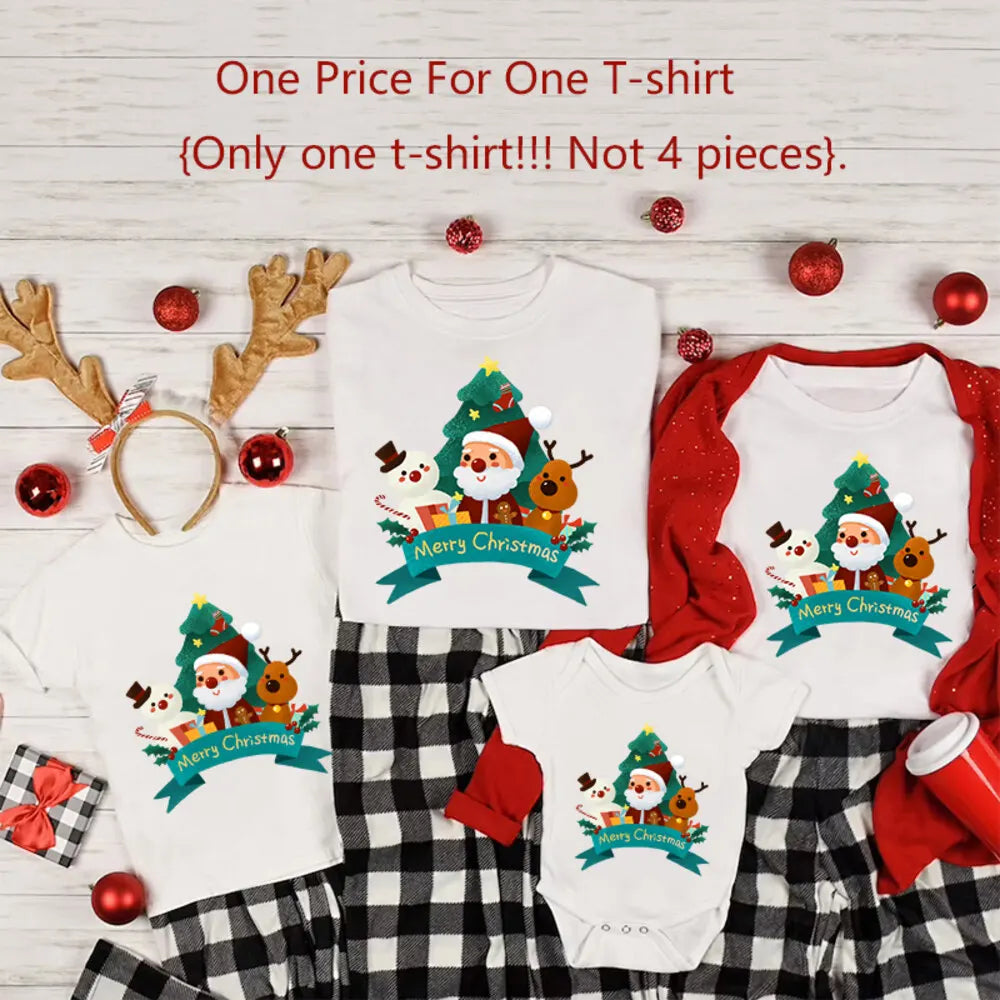 Christmas Santa Claus Print Family Clothes Family Matching Soft Clothing Mother Father Daughter Son T-Shirt Clothes