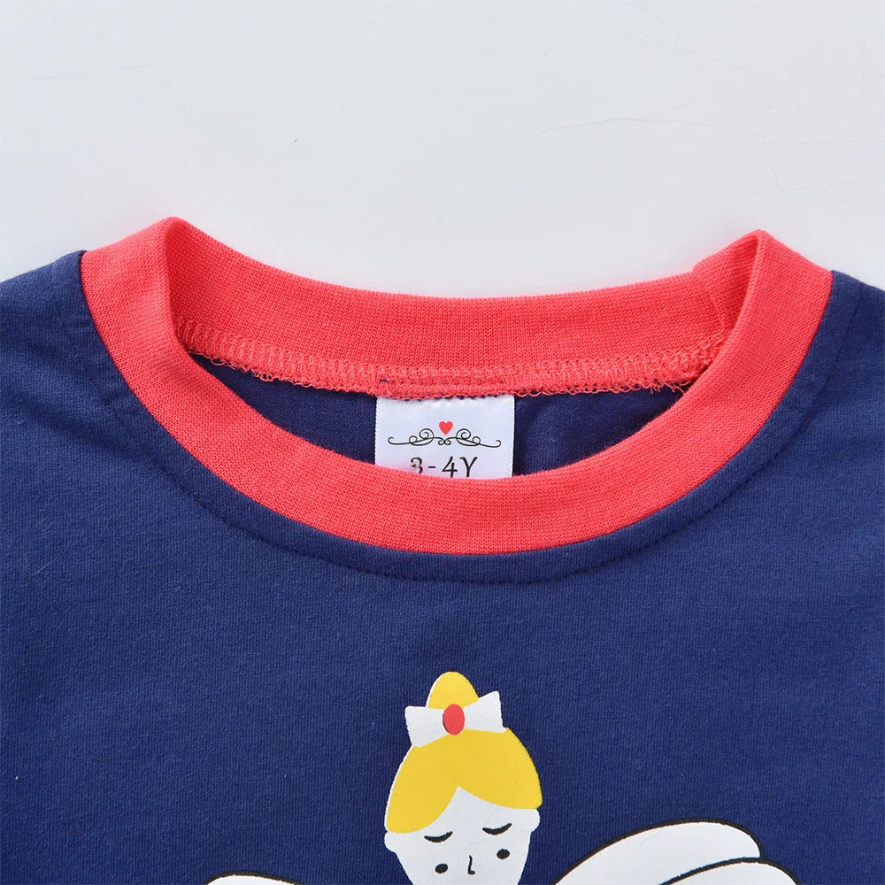 VIKITA Girls Cartoon Pajamas Sets Girl Long Sleeve Spring Autumn Pijamas Kids Cotton Casual Tops Pants 2 Pcs Pyjamas Sleepwear