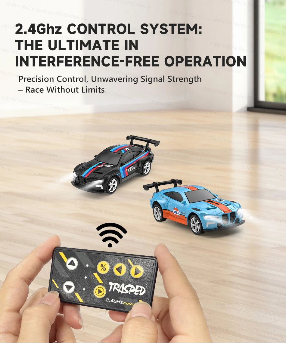 JCMO Racing Car Mini Scale 1:64 Three Speed Adjustment High Speed Mobile Phone Controllable Toy Remote Control Racer For Kids