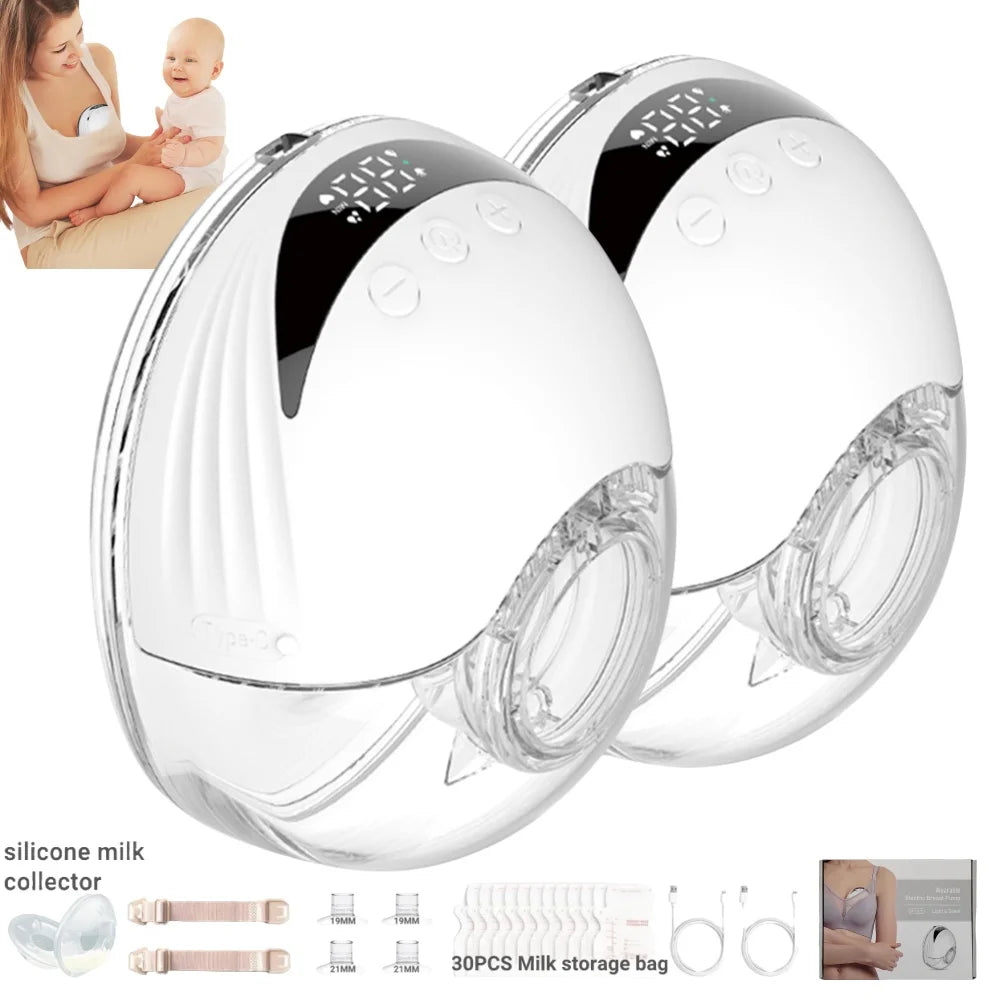 Electric Wearable Breast Milk Pump Machine Handsfree BPAFree USB Charge Painless Wireless Invisible Shelly Breast Milk Extractor