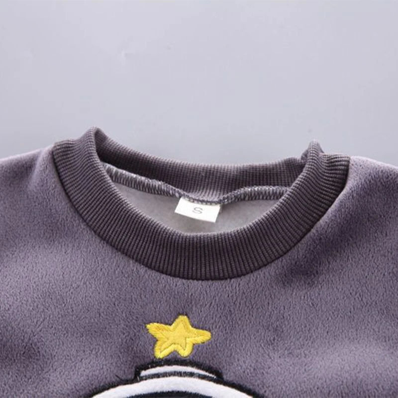 Baby Boys Clothes Sets Autumn Winter Thick Fleece Astronaut Hooded Vest Coat Pants 3Pcs for Kids Casual Outfits Girls Warm Suit