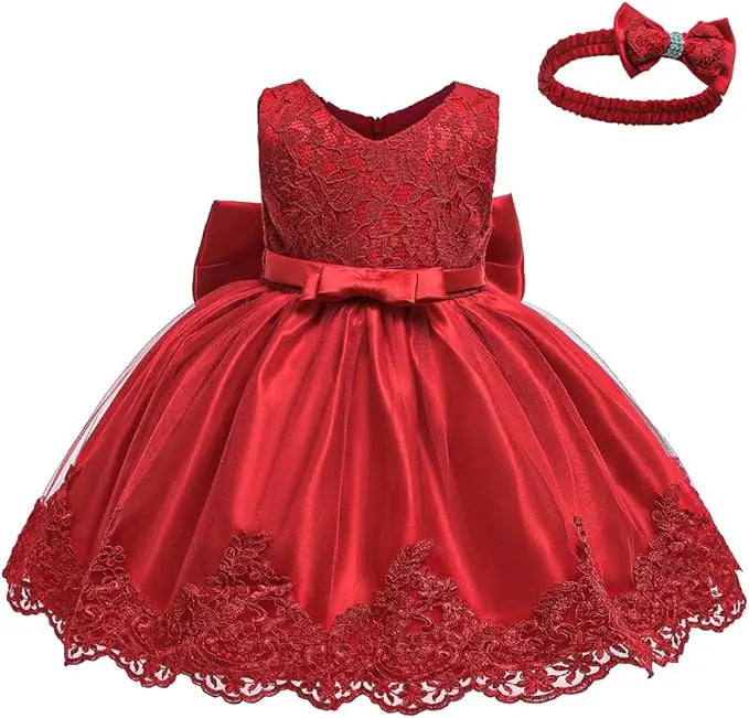 New Year Dress For Girls White Bridesmaid Dresses For Wedding Prom Gown Big Bow Girls Elegant Dresses Red Puffy Christmas Dress