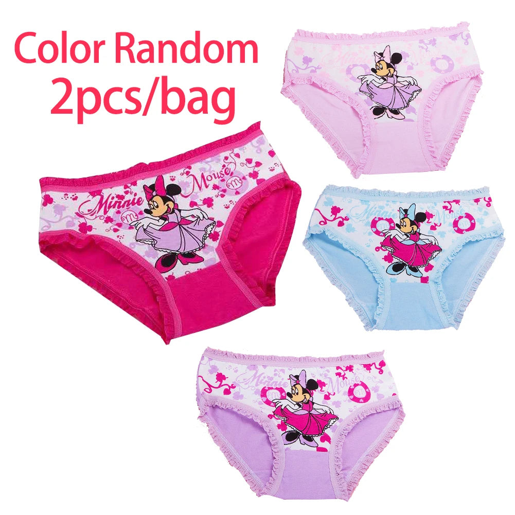 2Pcs/bag Color Random New girl Triangle Underwear Minnie Cartoon Children knickers girls Underpants Kids Panties Panty Brief
