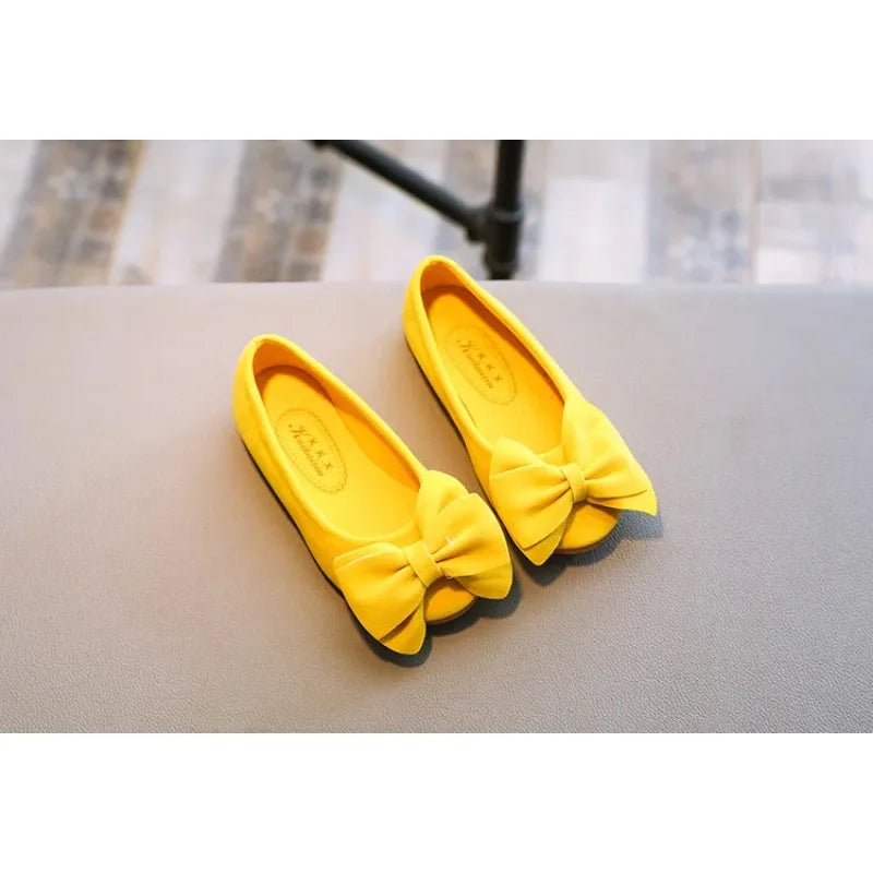 2025 New Fashion Girls Shoes PU Leather With Big Bowtie Candy Color Children Sandals Slip-on Kids Casual Shoes 21-36 Soft Hot