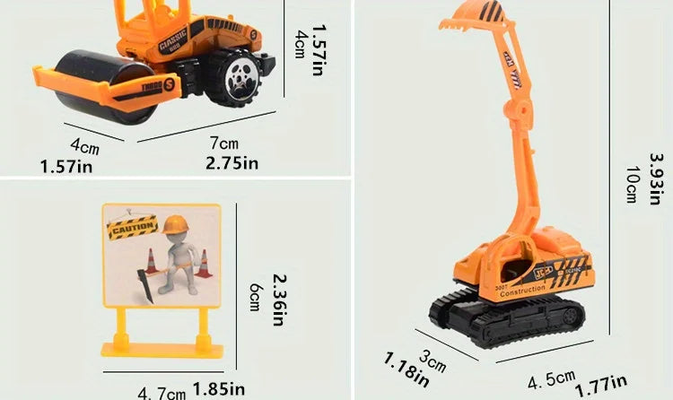 Play Vehicles Set Toy Construction Police Car Fire Engine Truck Playset Friction Powered Engineering Toy for Boys Girls Toddlers