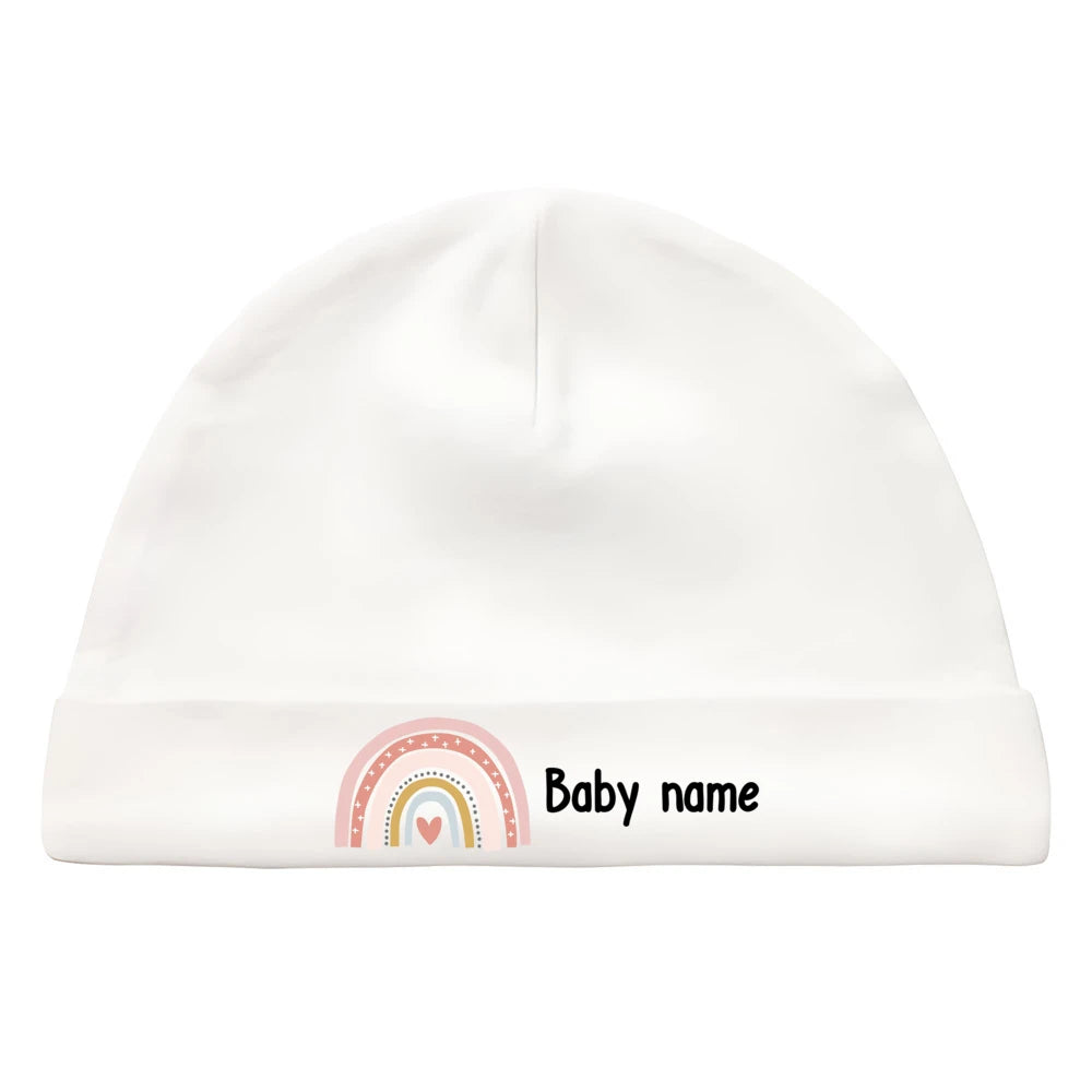Personalised Unisex Baby Hat Infant Head Wear Baby Shower Gift Custom Newborn Beanie with Name First Hat for Babies