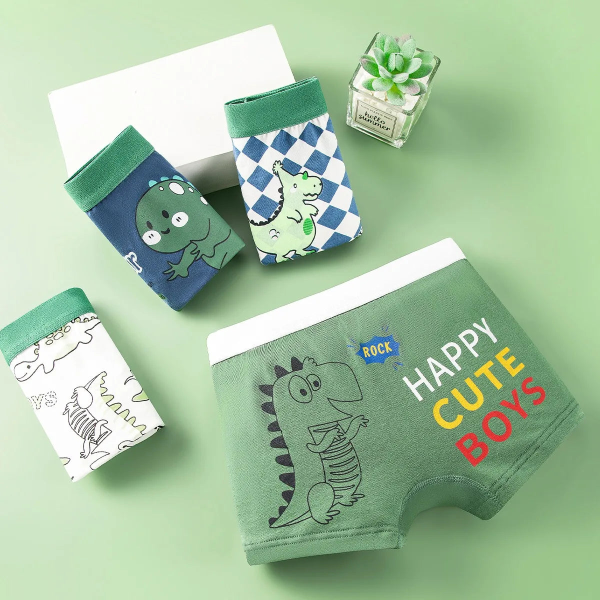 4/8 Pieces Boys Cotton Boxer Briefs Truck Car Graphic Print Kids Boxer Shorts Breathable Comfortable Washable Children Underwear