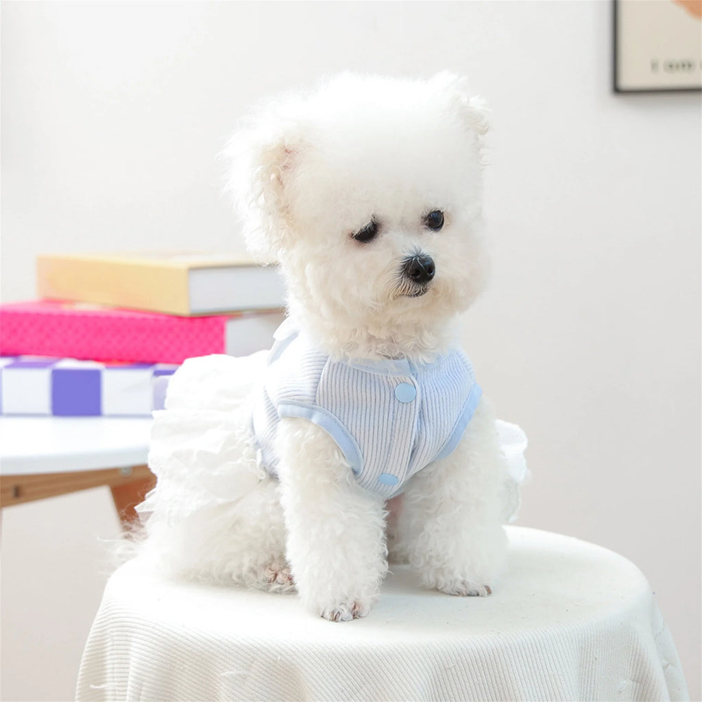Dog Princess Dress with Bow Puppy Girl Tulle Dress Pet Clothes for Small Dogs Cats