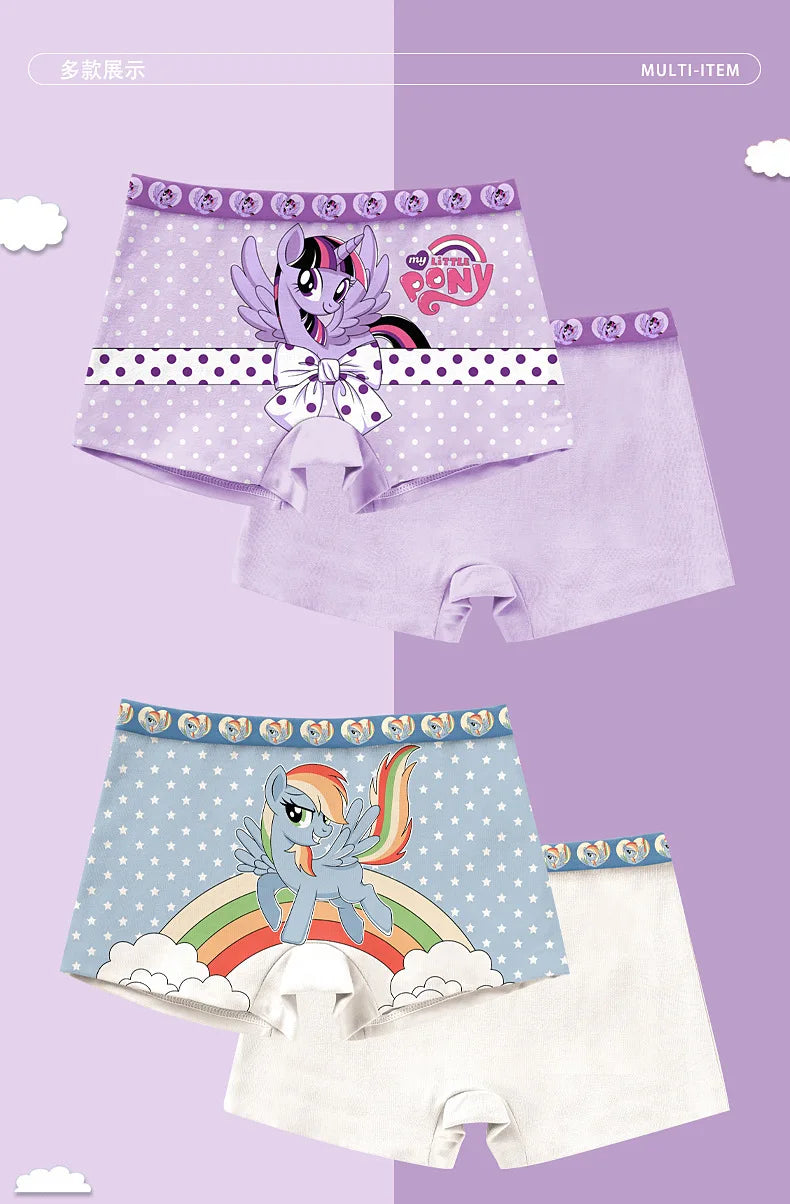 4pcs Miniso for My Little Pony Girls Panties Cotton Flat Four Corner Shorts Class A girls Soft Skin-Friendly Kids for Gifts