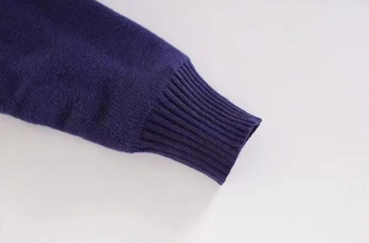 Autumn Winter Boys' Fleece-Lined Thickened Knitwear Pullover Sweater Base Layer for Boys Medium-Large Size Fashionable Knitwear