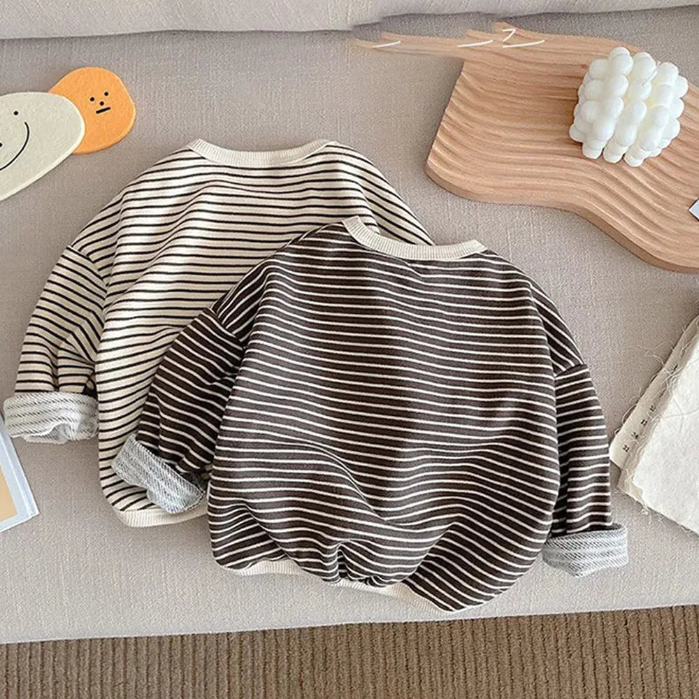 Spring Autumn Striped T Shirt Long Sleeve Girl Boy's T-shirt Korean  Fashion Round Neck Tshirt for 2 3 4 5 years old Kid Clothes