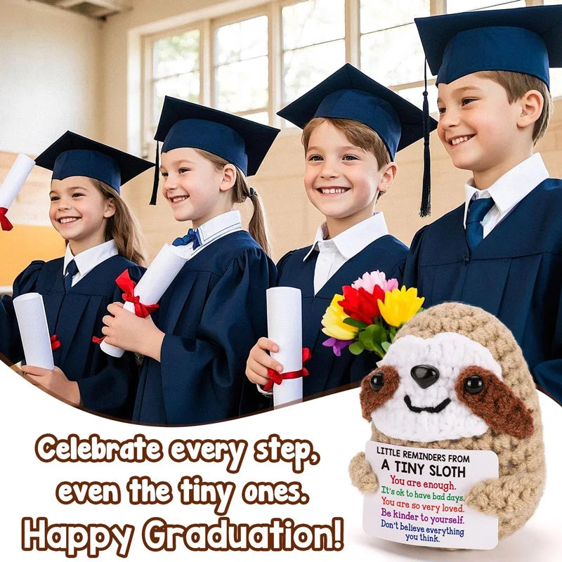 Inspirational Birthday Gift Handmade Ornaments Women Reminders Emotional Cheer Support Small Funny Cute Bradypode Knitted Sloth