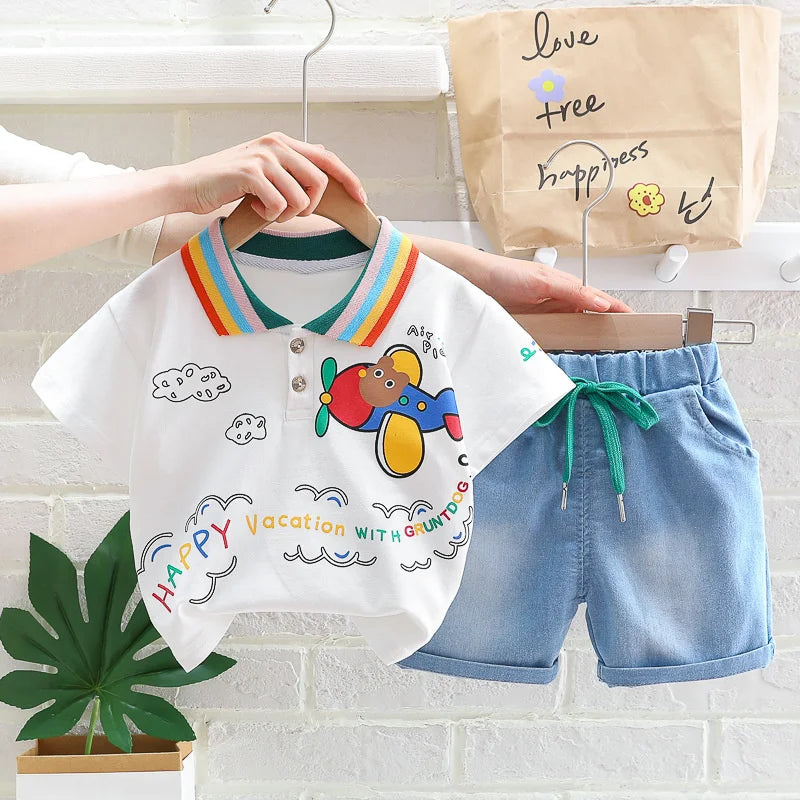 New Summer Baby Girls Clothes Suit Children Boys Fashion T-Shirt Shorts 2Pcs/Sets Toddler Casual Cotton Costume Kids Tracksuits