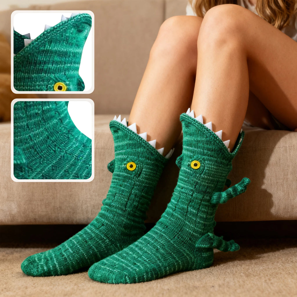 3D Christmas Knitted Animal Socks Cute Cozy Fuzzy Thick Warm Crew With 3D Ears For Women Teens Kids Home Winter Holiday Gift
