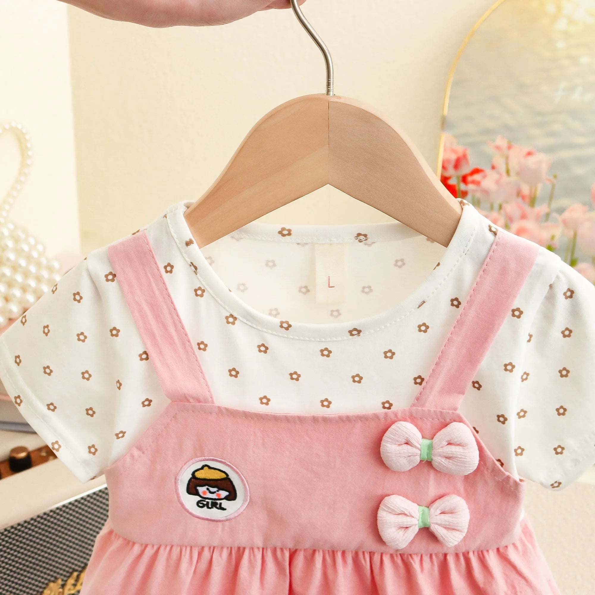 Happy New Year! Summer New Sweet Bow Baby Girl Dress, Small Floral Short Sleeved Children'S Clothing For 6-24 Months