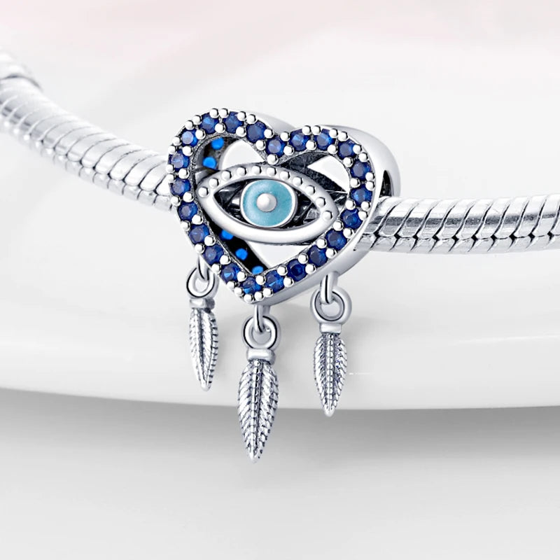 Hot Sales 925 Sterling Silver Charms Beads Devil's Eye Fatima's Hand Cross Beads Fit Original Bracelet Women DIY Jewelry Gifts