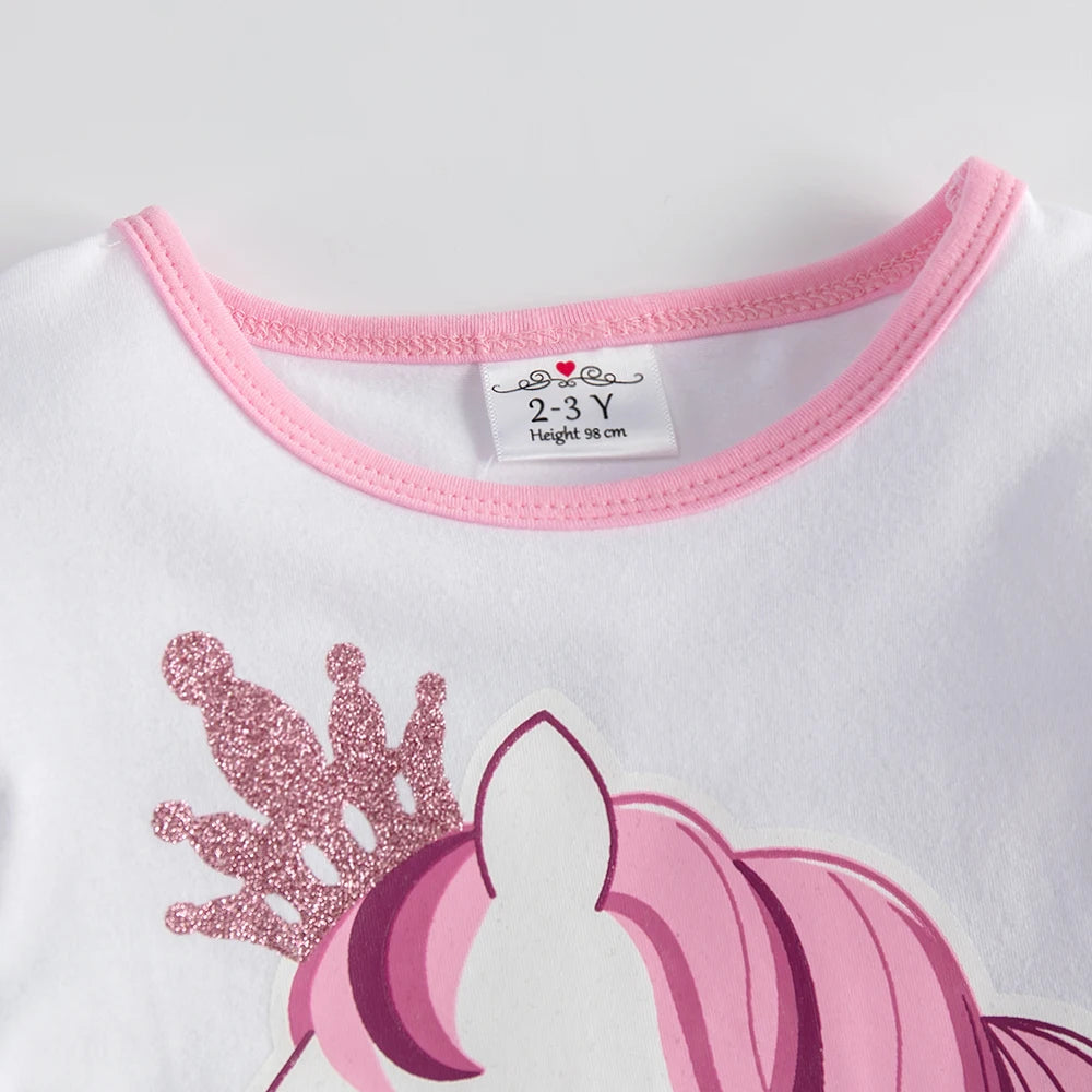 VIKITA Girl Unicorn Dresses Autumn Long Sleeve Sequins Vestidos Christmas Birthday Party Mesh Princess Dress Children Clothing