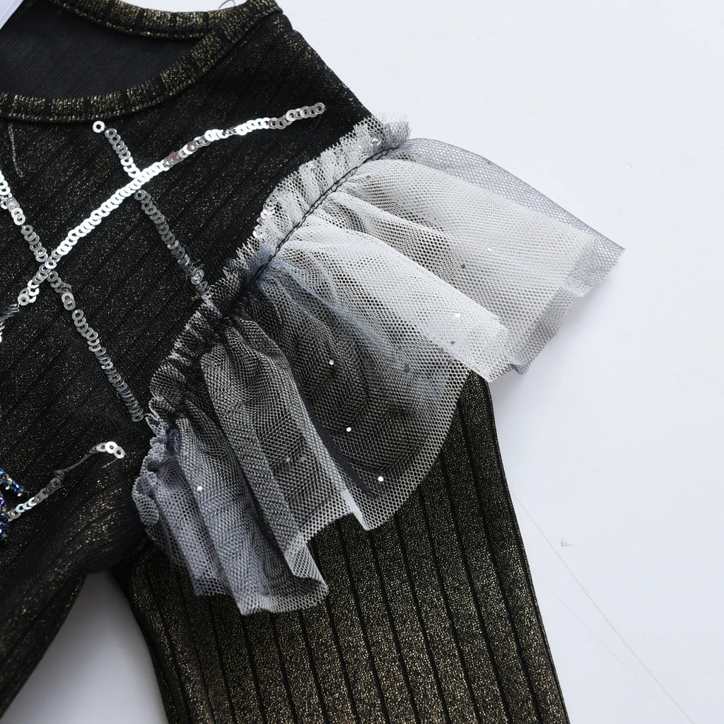 VIKITA Dress for Kids Girl Pumpkin Witches Bats Layered Mesh Tulle Princess Dress Children Cosplay Festival Halloween Costumes