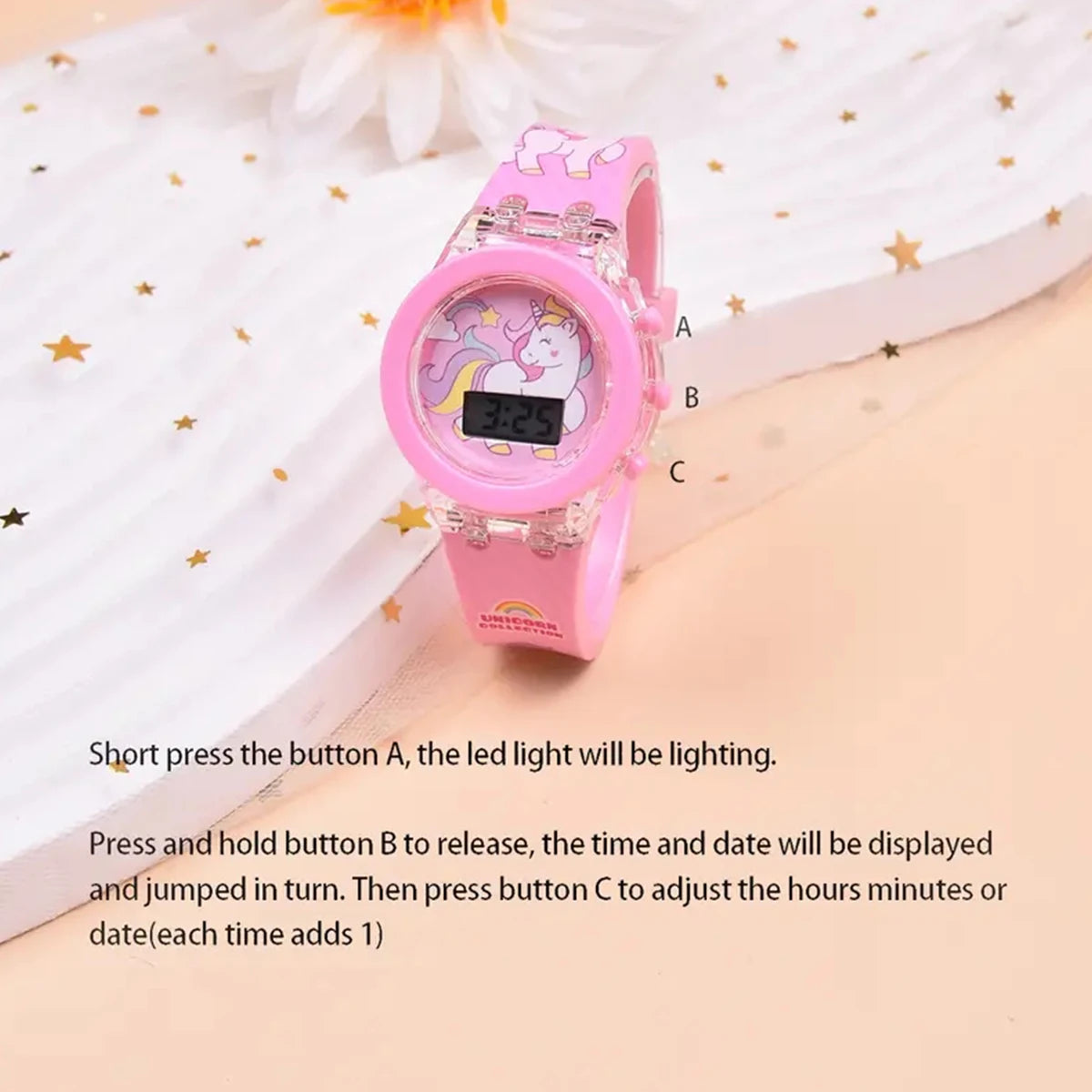 Fashion Exquisite Luminous Unicorn Series Silicone Watch + Unicorn Bracelet Set