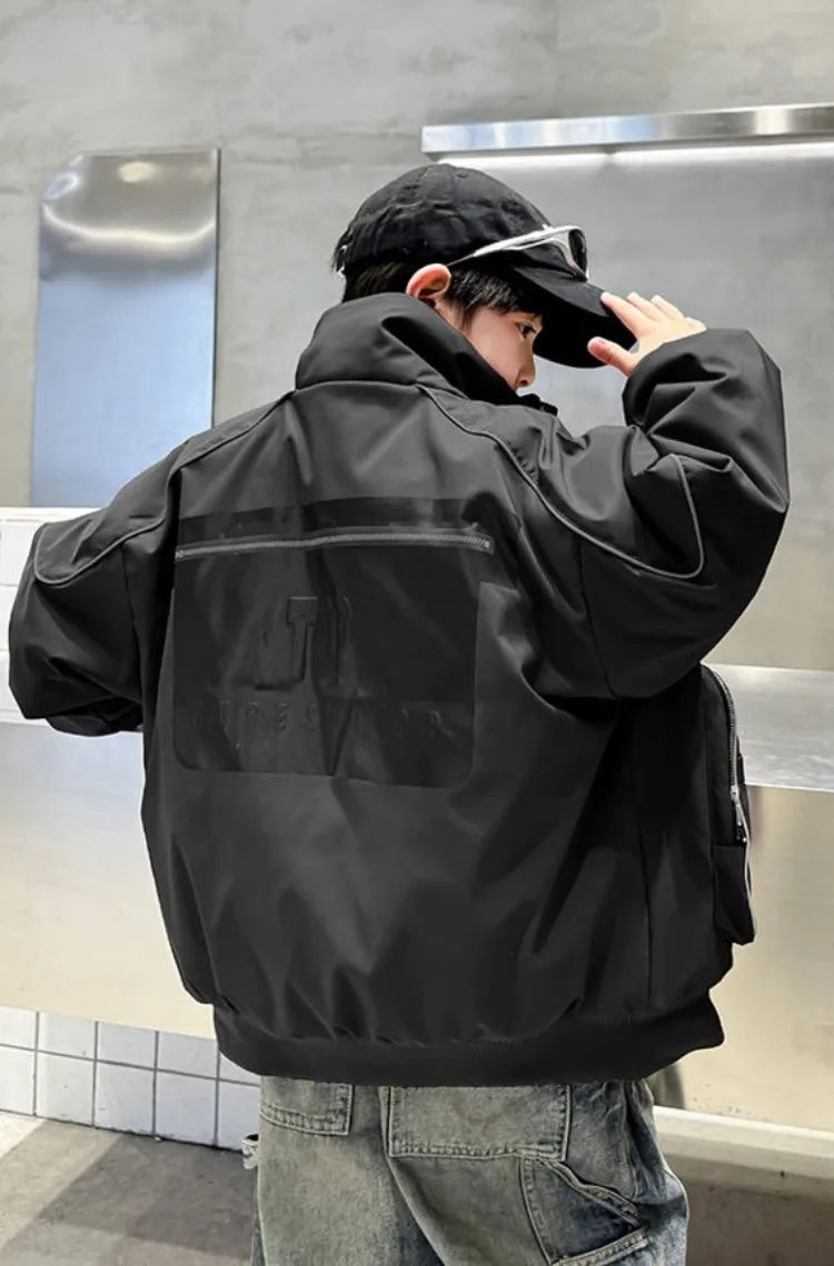 2025 New Boys' Winter Padded Quilted Windbreaker Jacket for Big Kids Waterproof Windproof Outdoor Jacket with Thermal Insulation