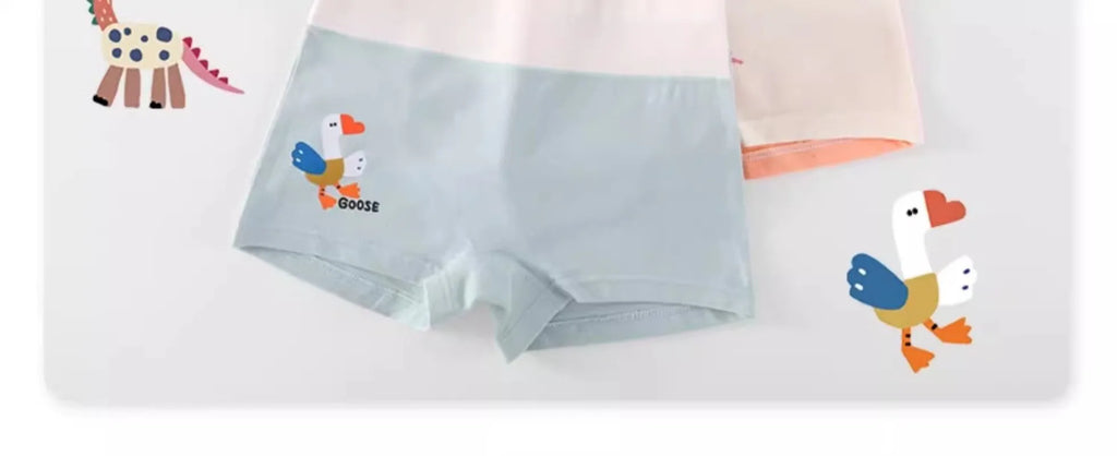 4PCS Girls High Waist Cotton Panties Kid Thin Breathable Soft Antibacterial Knickers Cute Print Briefs 3+y Young Child Underwear