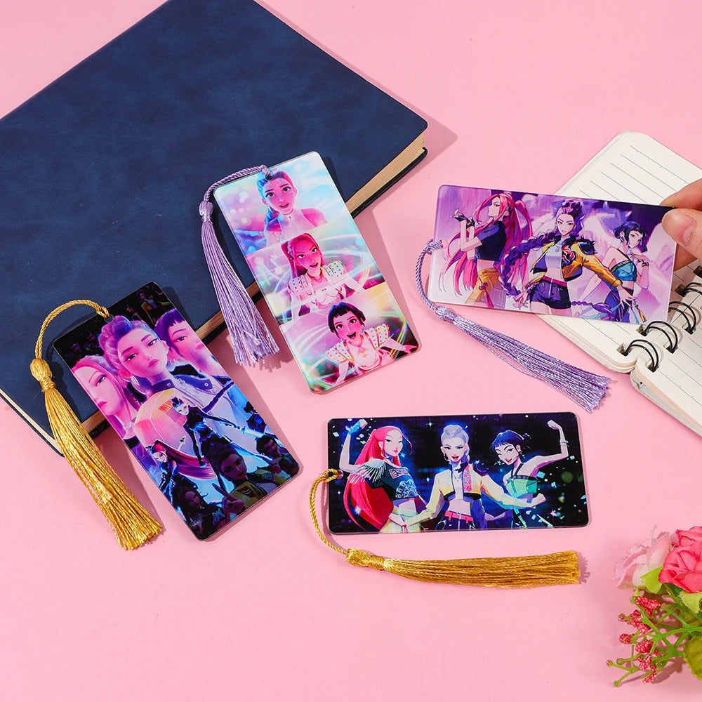 Kpop Demon Hunters Huntrix Cartoon Bookmarks  Anime Cute Stationery for Kpop Fans & Book Lovers, School Supplies Page Markers