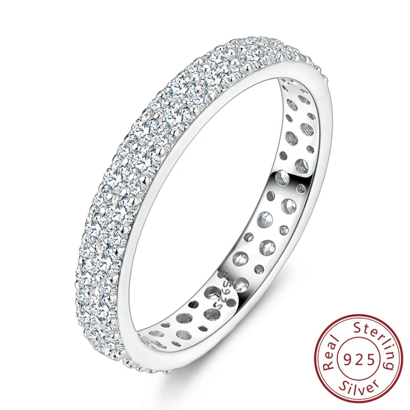 100% 925 Sterling Silver Classic Round Cut Moissanite Stud Earrings Ring Set Platinum Lab Diamond For Women Wedding Jewelry Gift