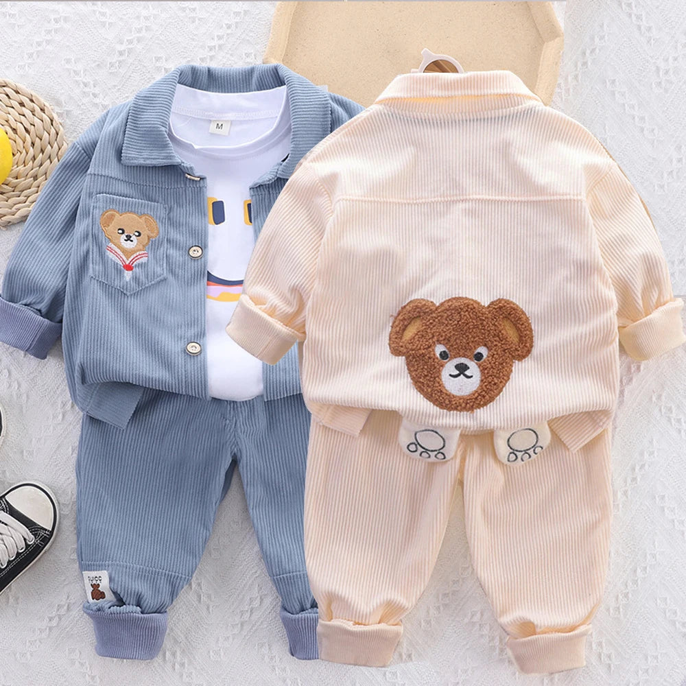 Cute Bear Spring Autumn Long Sleeve Kids Clothes Pants Suits Toddler Children Sportswear Casual Kids Outfits For 1 to 5 Years