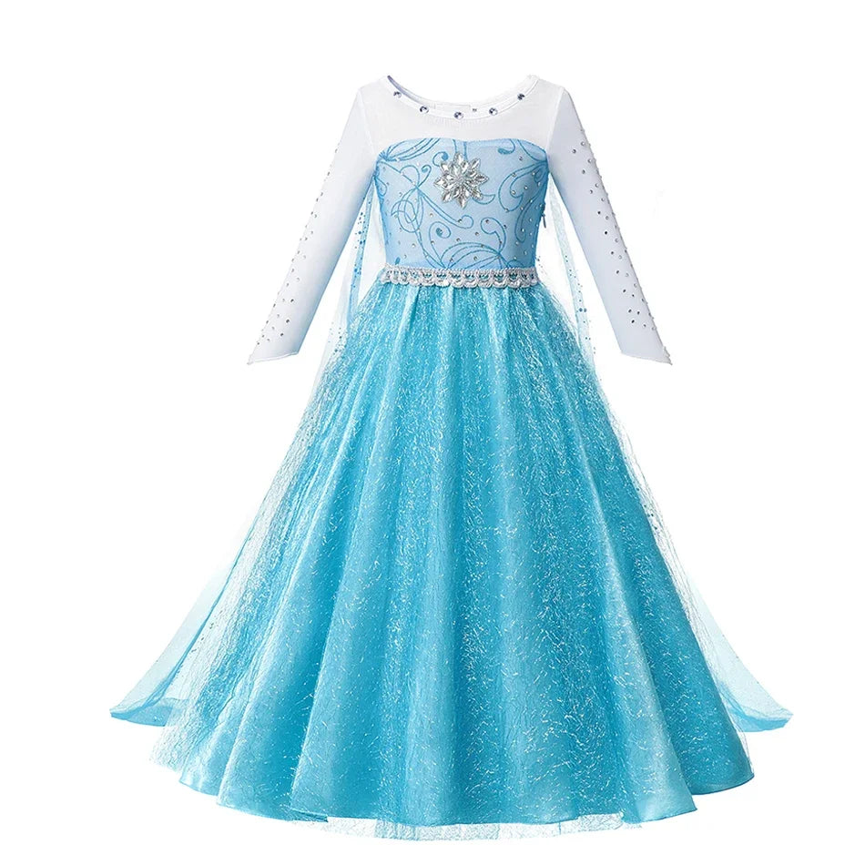 Girl Elsa Anna Dress Princess Costume Snow Queen Dress Baby Halloween Ariel Carnival Clothes Kids Cosplay Clothes Party Clothing
